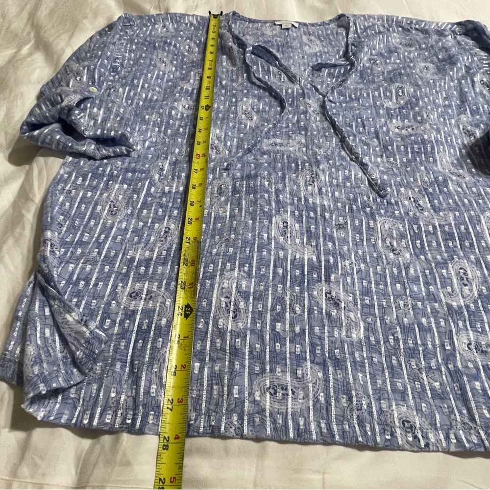 Pure Jill Embroidery Cotton Blouse Women Size M Blue Cotton Blend - Picture 8 of 10